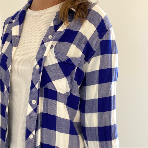 Rails blue white plaid checkered button down medium - Picture 3 of 7